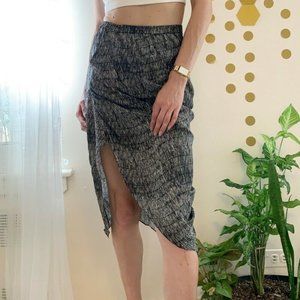 Asymmetrical Geometric print Silk Skirt by DooRi